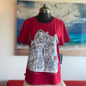 Karl Lagerfeld red T-shirt cotton and spandex blend NWT cotton spandex mix